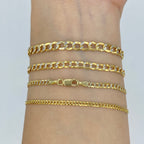 10K Gold Two-Tone Flat Cuban Link Anklet - additional product view 3