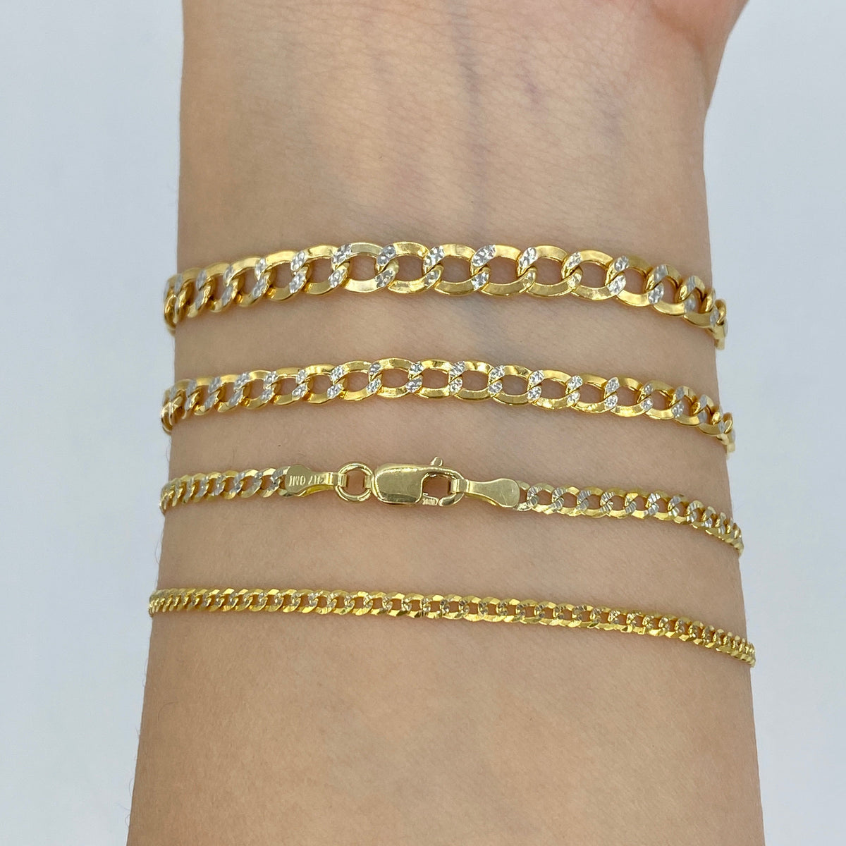 10K Gold Two-Tone Flat Cuban Link Anklet - additional product view 3