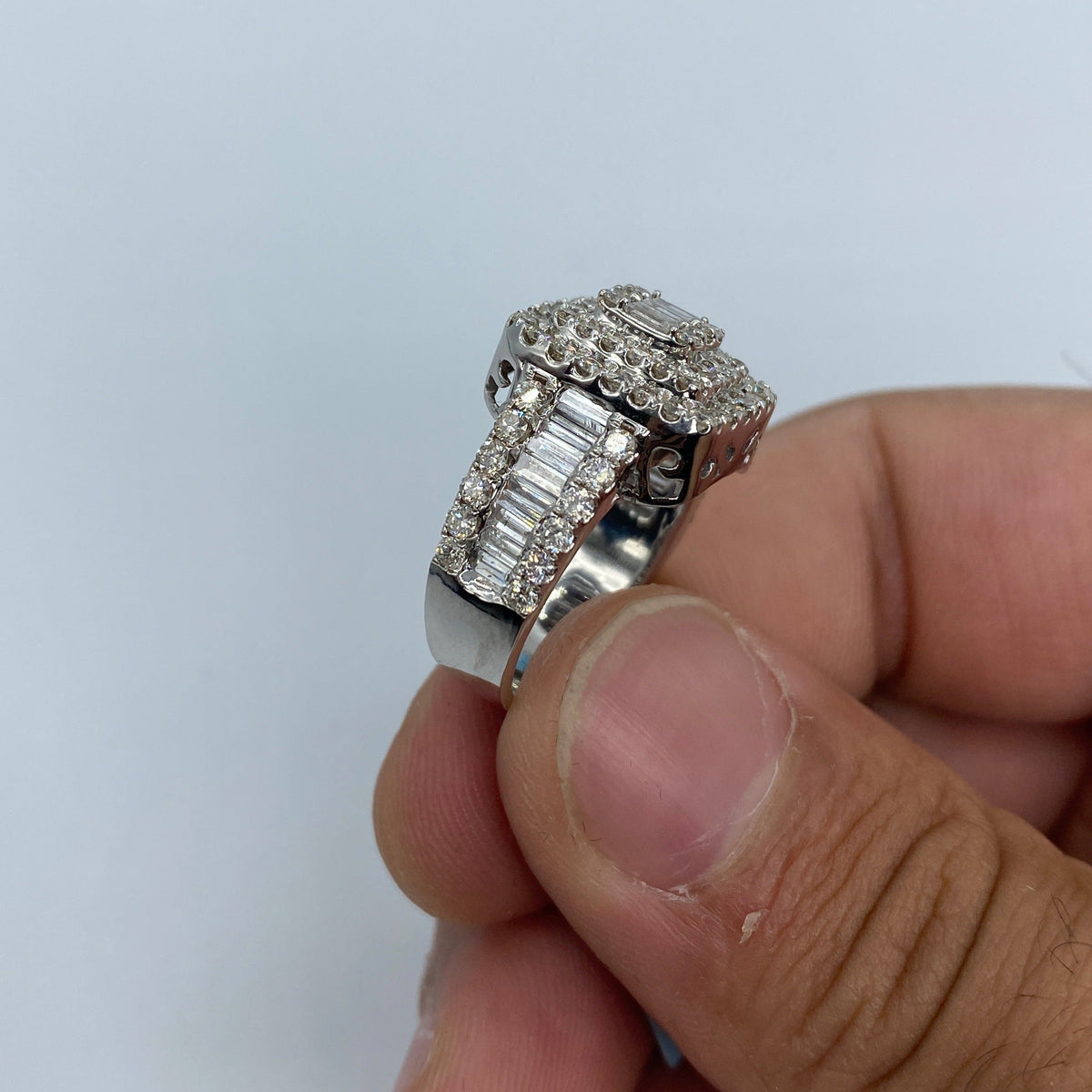 14K Gold Rectangle Center Diamond Baguette - additional product view 2