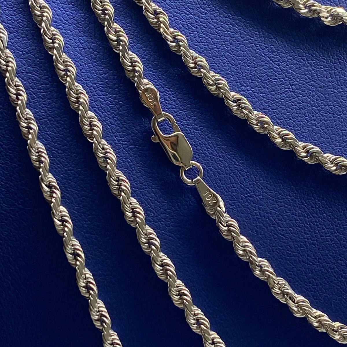10K 3.4mm Rope Chain in White Gold 16–24 in - additional product view 4