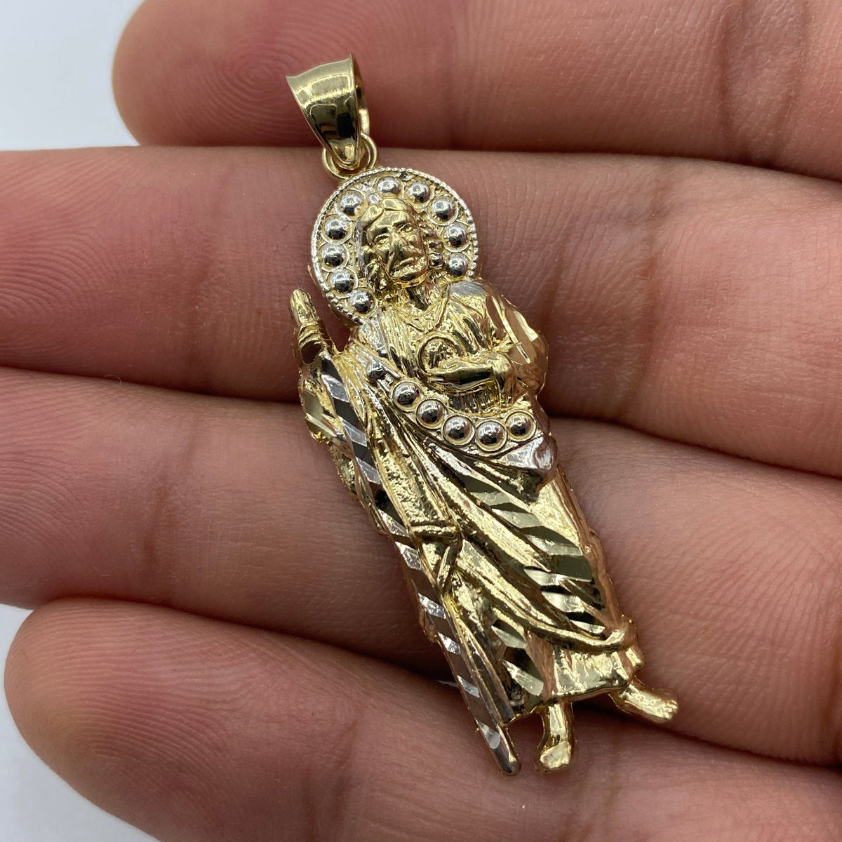 14K Gold Saint Jude CZ Pendant - additional product view 4