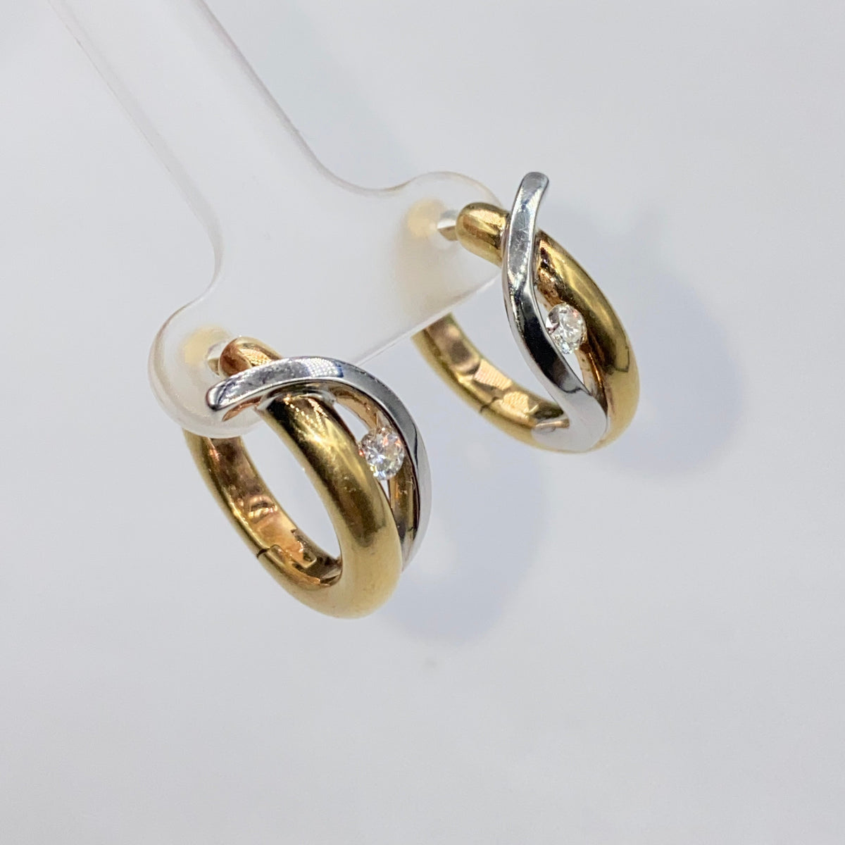18K Gold Divine Two-Tone Diamond Earrings - additional product view 3
