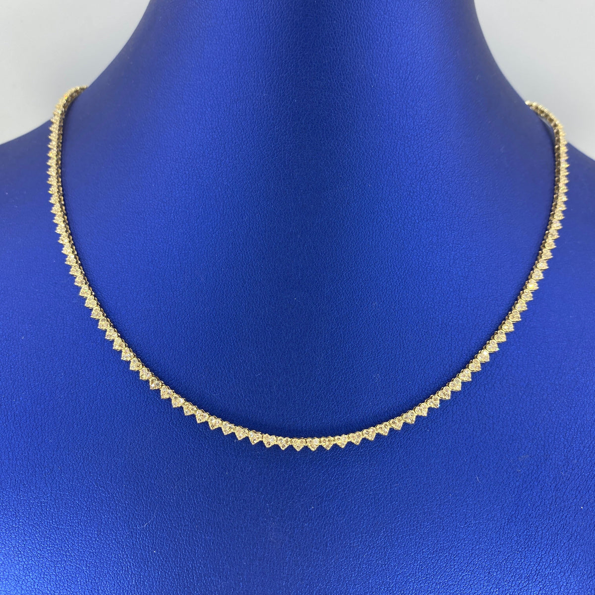 14K Gold Heart Link Tennis Diamond Chain 17 in - additional product view 2