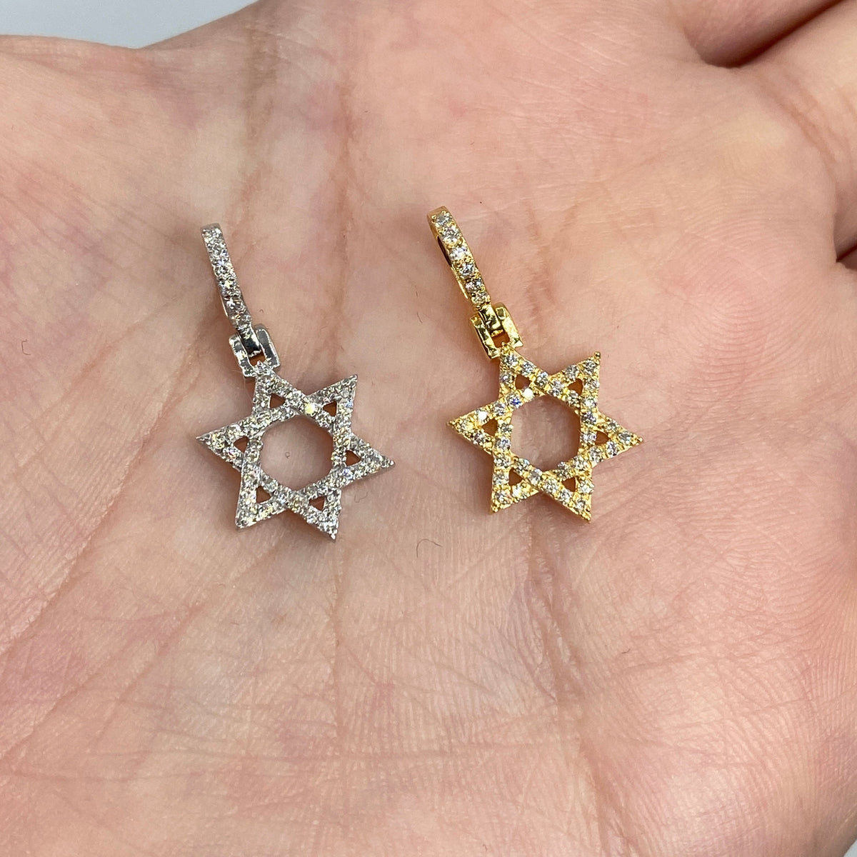 14K Gold Star of David Diamond Pendant - additional product view 2