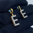 14K Gold Single Stone Initial E Diamond Pendant - additional product view 5