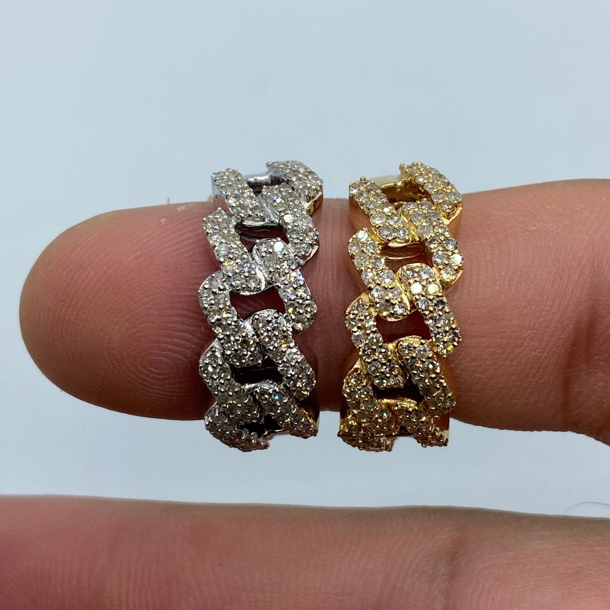 14K Gold 9mm Cuban Link Diamond Ring - additional product view 2