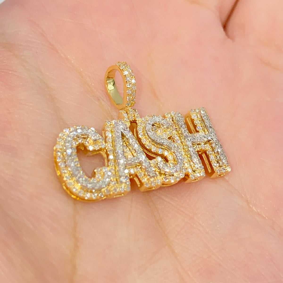 10K Gold Custom "cash" Name Diamond Pendant - additional product view 3