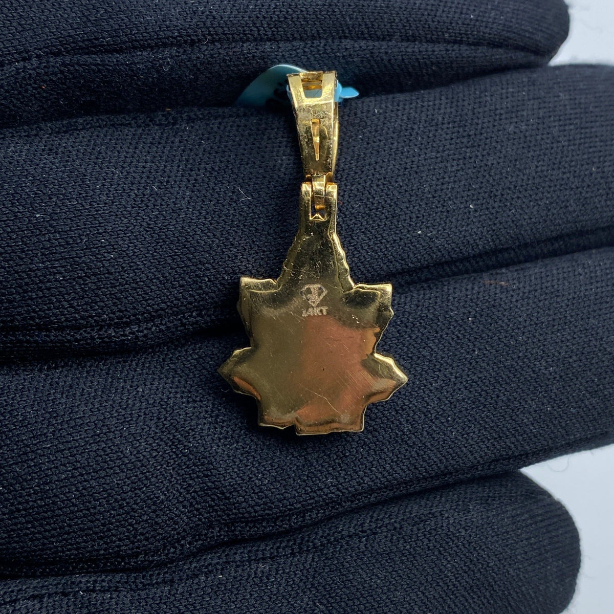 14K Gold Weed Cannabis Diamond Pendant - additional product view 4