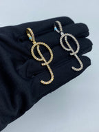 14K Gold Initial P Large Script Diamond Pendant - additional product view 5