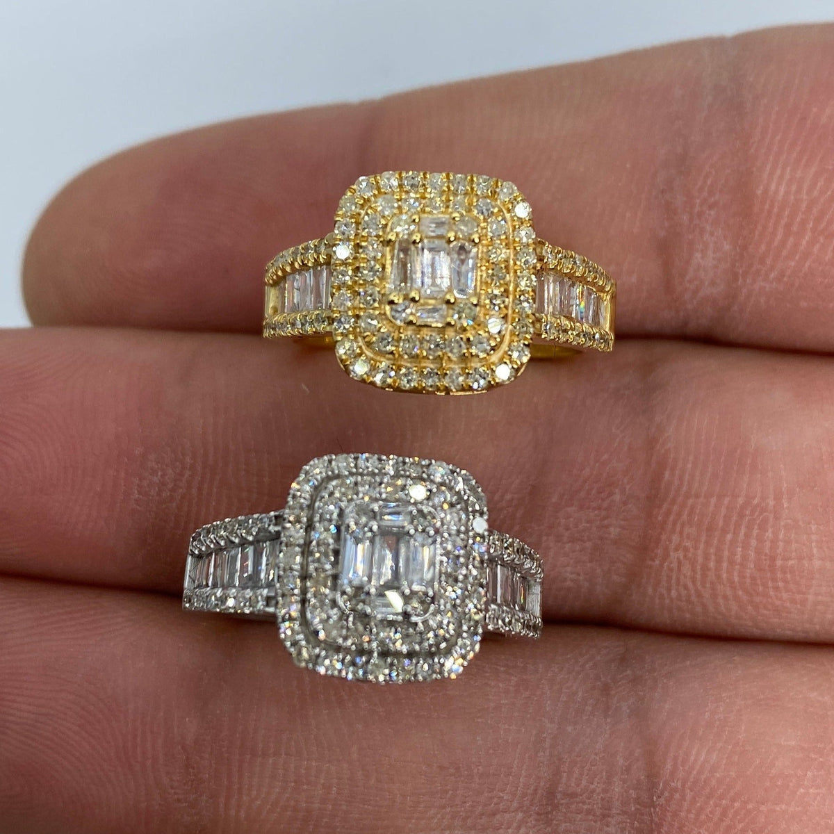 14K Gold Square Diamond with Baguette Center Engagement Ring - additional product view 2
