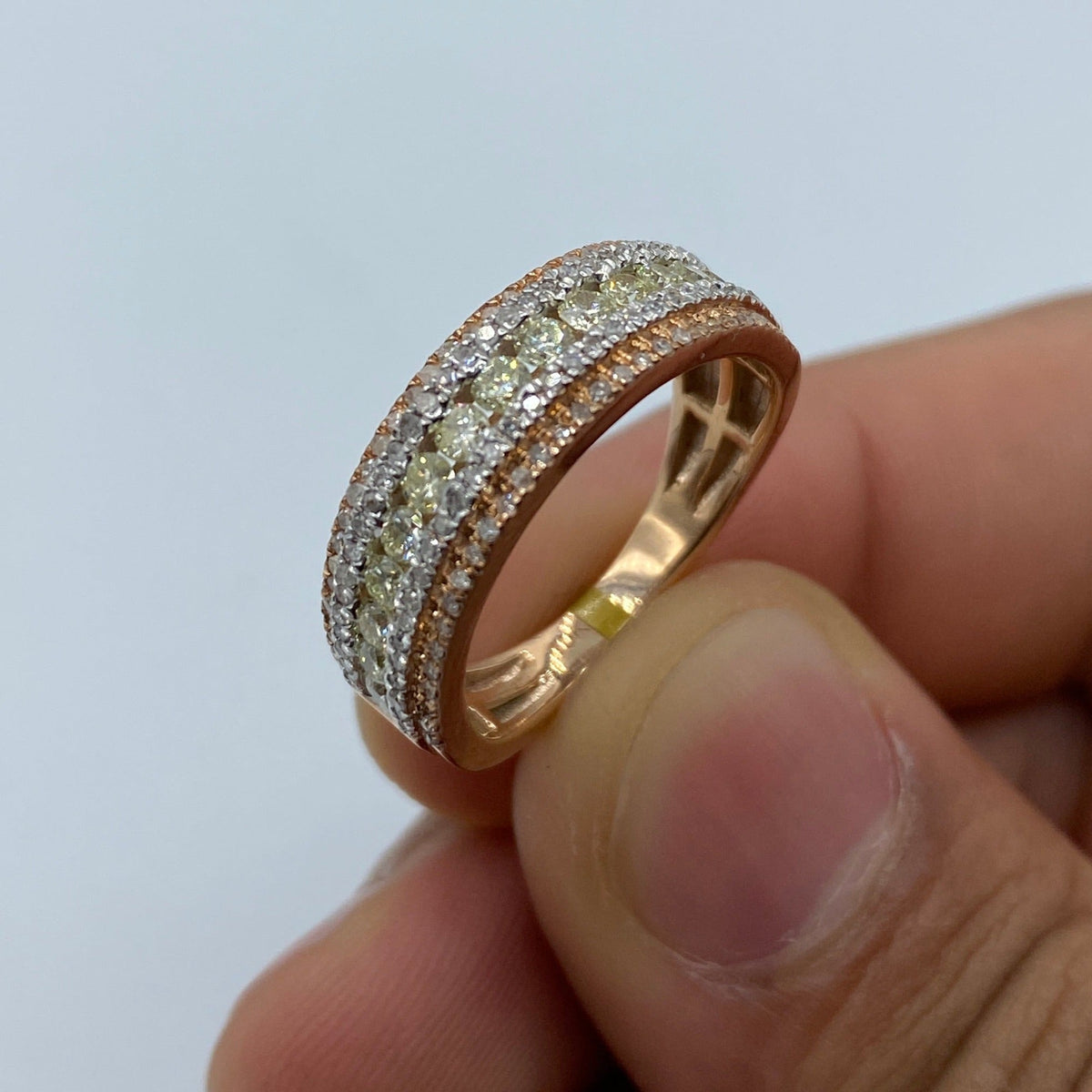10K Gold Multi-Color Anniversary Diamond Band in rose gold - close-up product photo