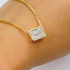 14K Gold Emerald Cut Diamond Necklace - additional product view 3