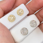 14K Gold 8.3mm Circle Diamond Baguette Earrings - additional product view 5