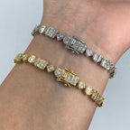 10K Gold 6mm Diamond Baguette Geometric Link Bracelet 8 in - additional product view 4
