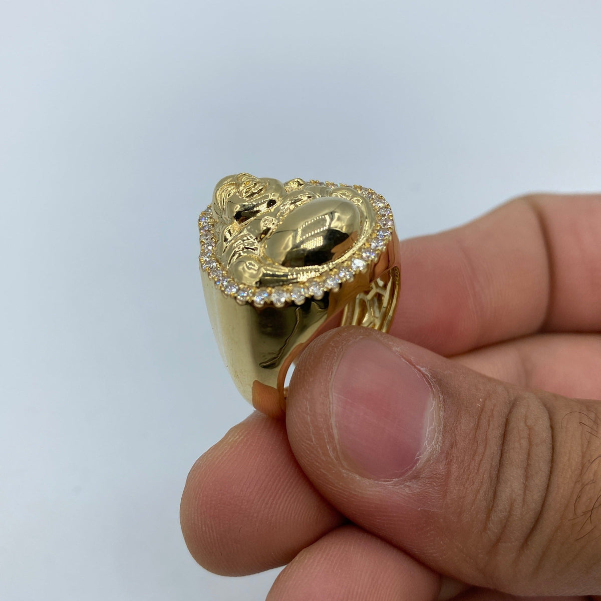 10K Gold Lucky Buddha Diamond Ring - additional product view 5