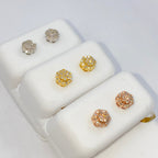 10K 3D Flower Style Gold & Diamond Earrings - additional product view 4
