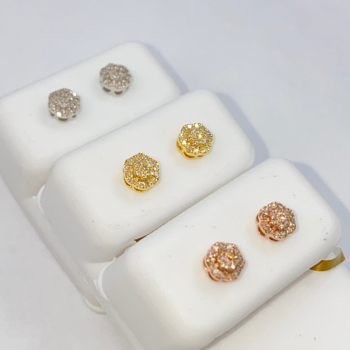 10K 3D Flower Style Gold & Diamond Earrings - additional product view 4