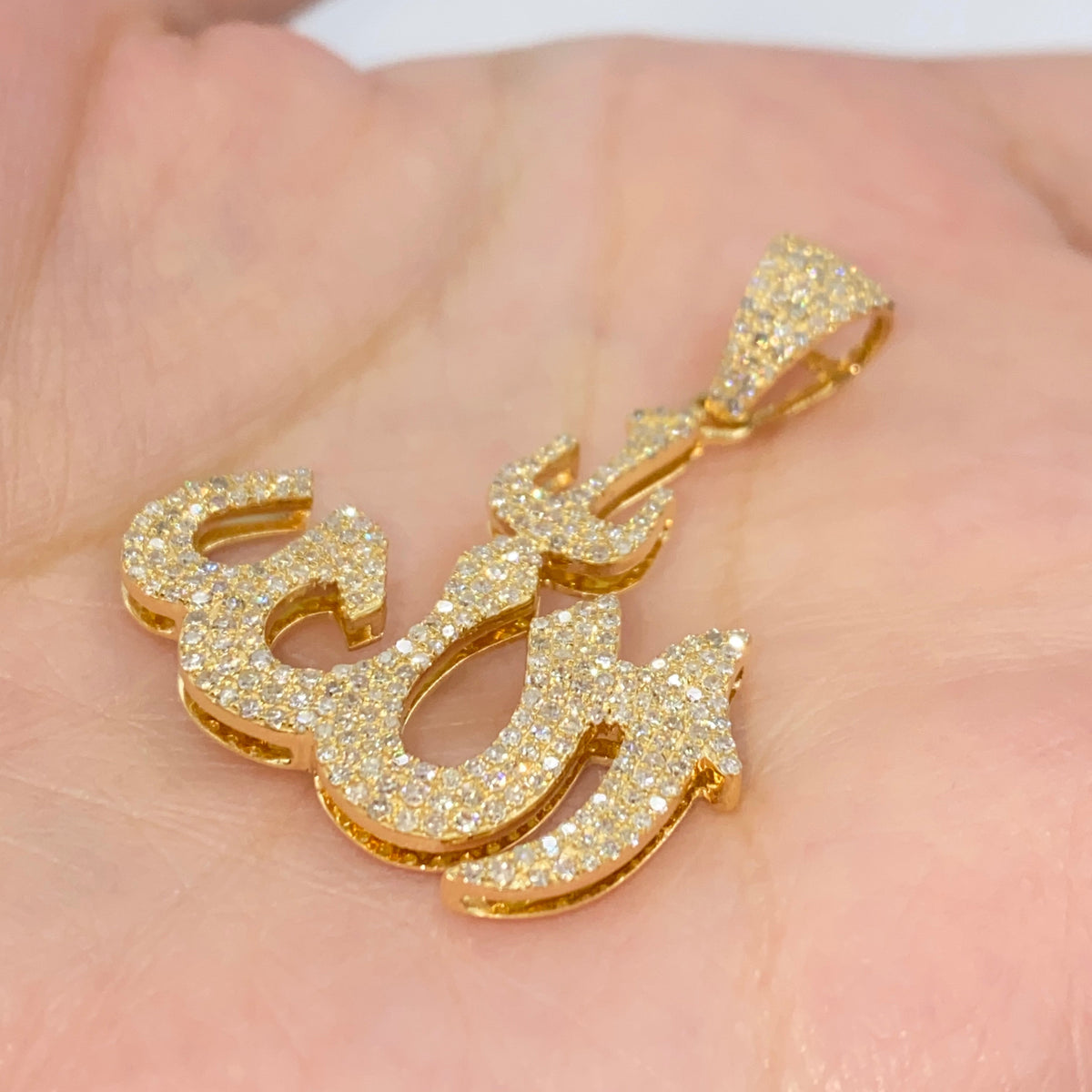 14K Gold Allah Diamond Pendant - additional product view 4