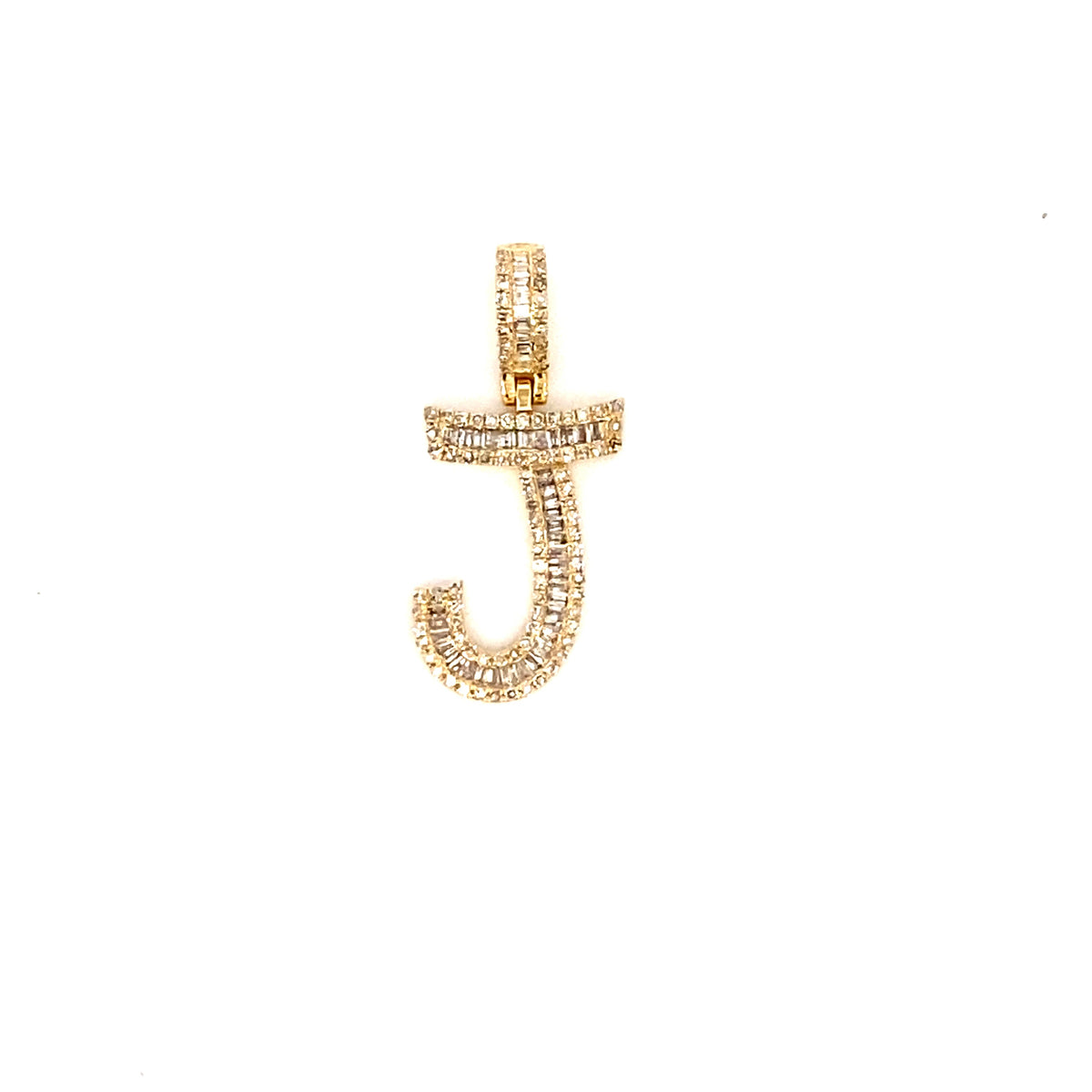14K Gold Bamboo Initial Letter Diamond Baguette Pendants Full Collection - additional product view 57