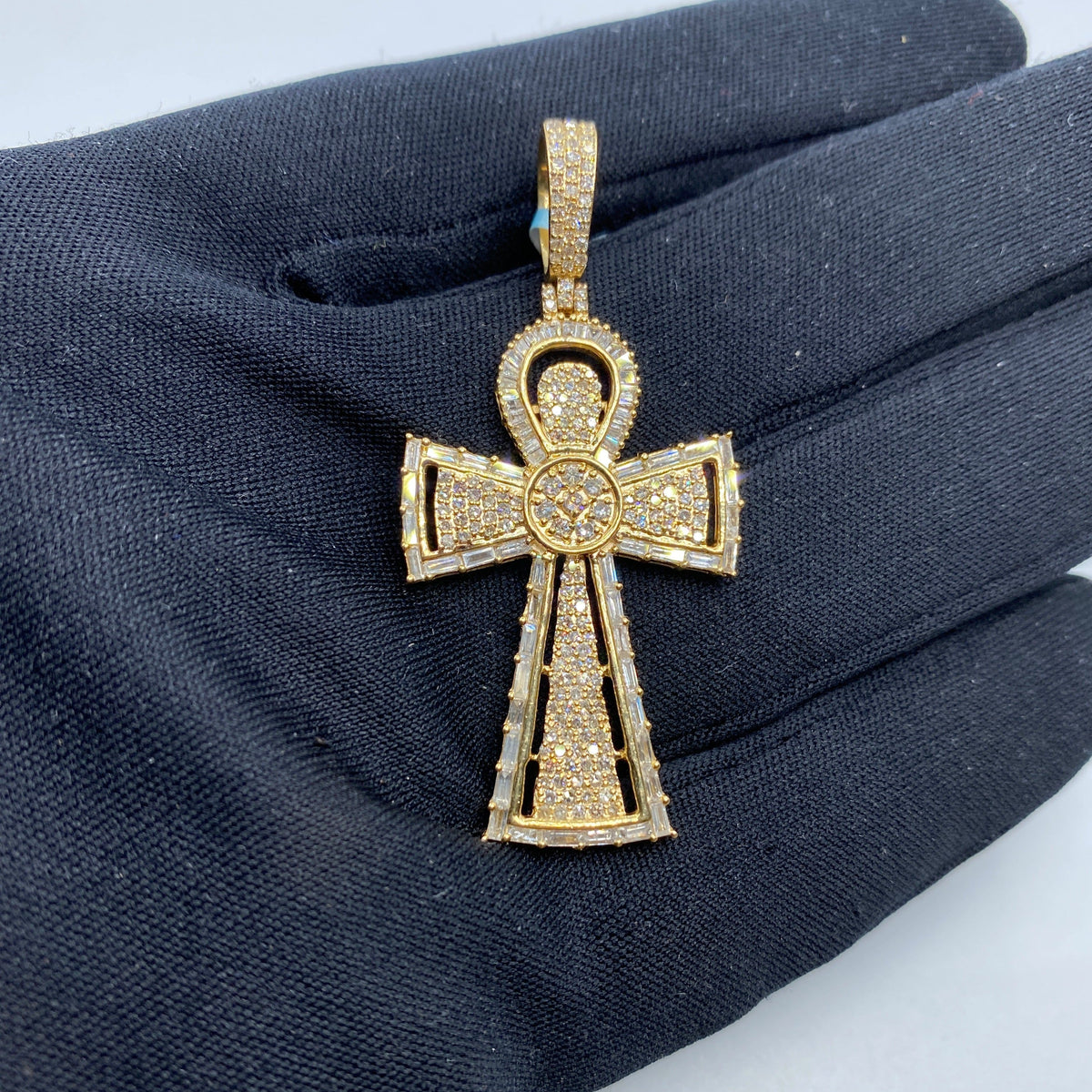 14K Gold Celtic Cross Diamond Baguette Pendant - additional product view 2