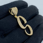 14K Gold Initial S Script Heart Diamond Pendant - additional product view 5
