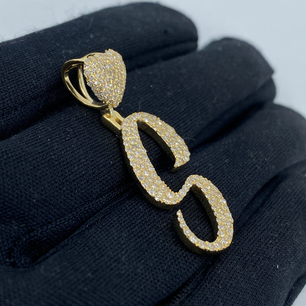 14K Gold Initial S Script Heart Diamond Pendant - additional product view 5