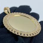 14K Gold Cuban Circle Picture Photo CZ Pendant - additional product view 3