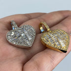 14K Gold Heart Baguette Diamond Pendant - additional product view 5