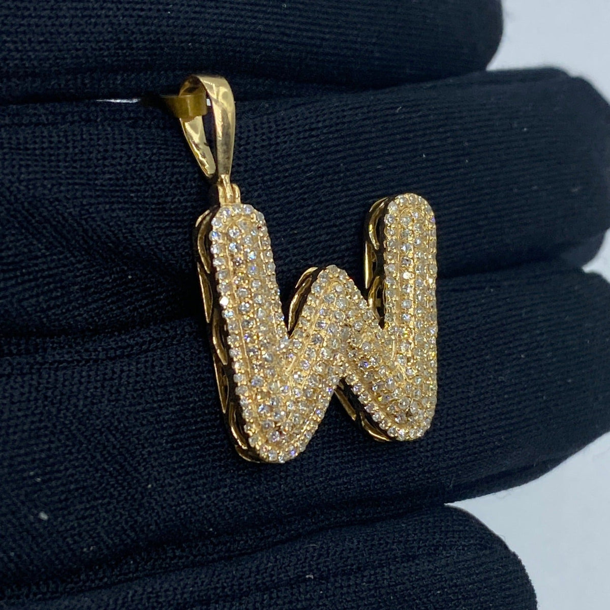 Initial W Bubble Diamond Pendant - additional product view 3