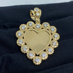 14K Gold Heart Picture Photo CZ Pendant - additional product view 2