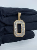 Initial O Baguette Diamond Pendant in yellow - close-up product photo