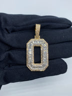Initial O Baguette Diamond Pendant in yellow - close-up product photo