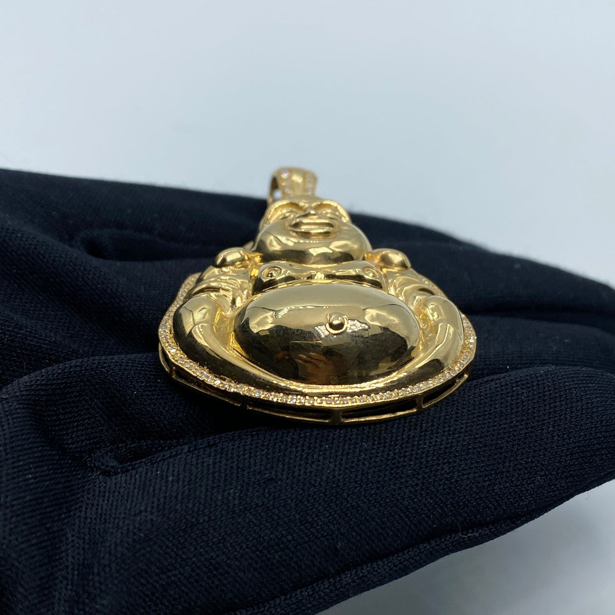 14K Gold Lucky Laughing Buddha Diamond Pendant - additional product view 4