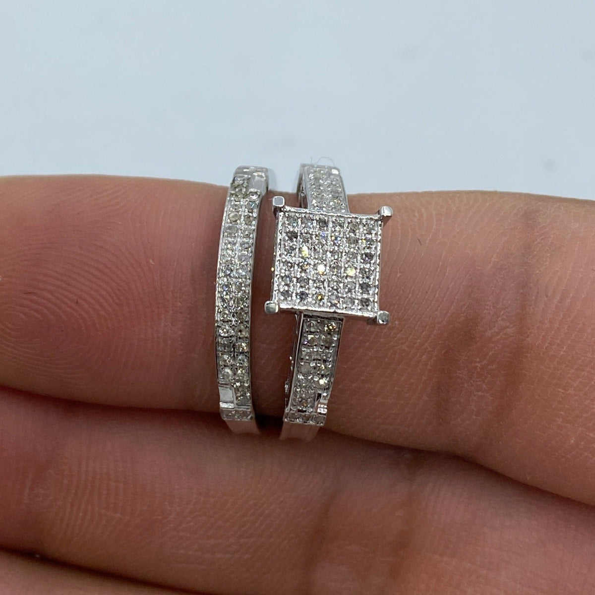 10K Gold Pixel Diamond Engagement Ring with Band - additional product view 3
