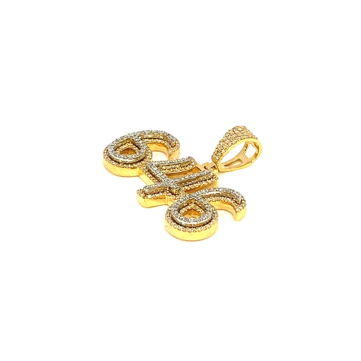 14K Gold 646 Area Code Diamond Pendant - additional product view 3