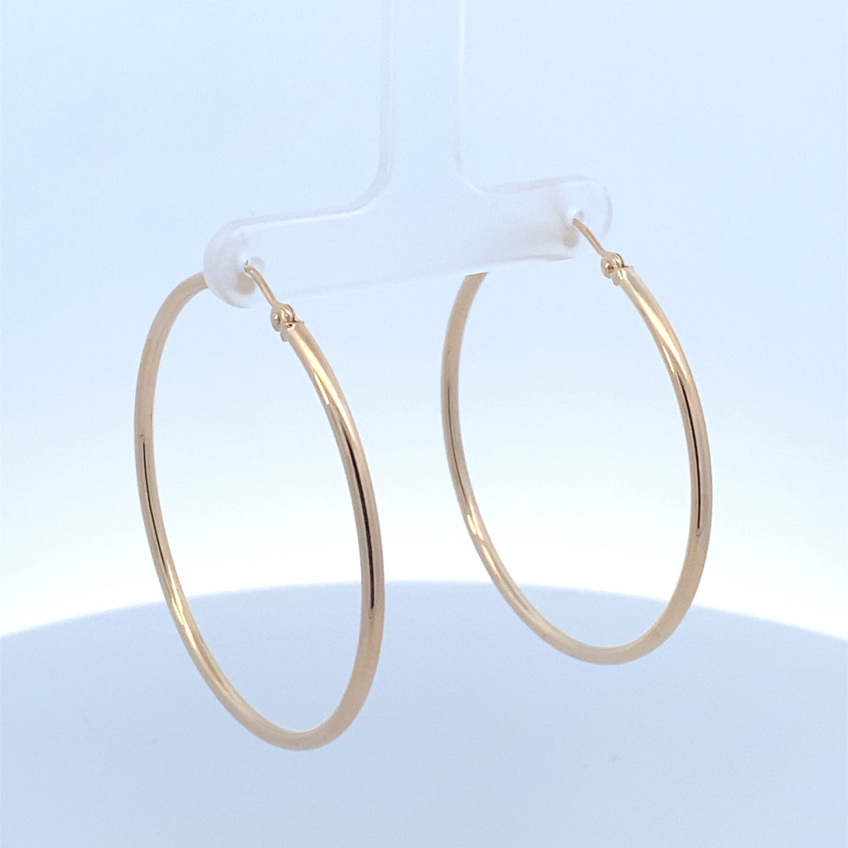 14K Gold Medium 2mm Hoop Earrings - additional product view 3