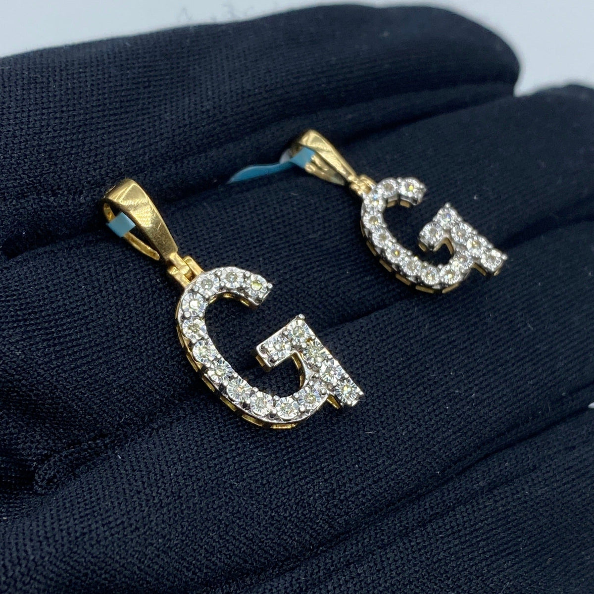 14K Gold Single Stone Initial G Diamond Pendant - additional product view 5