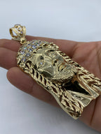 14K Gold Jesus Head Pendant 4.0 in - additional product view 7