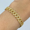 10K Gold 8mm Cuban Link Diamond Bracelet 7.5 in in yellow gold - close-up product photo
