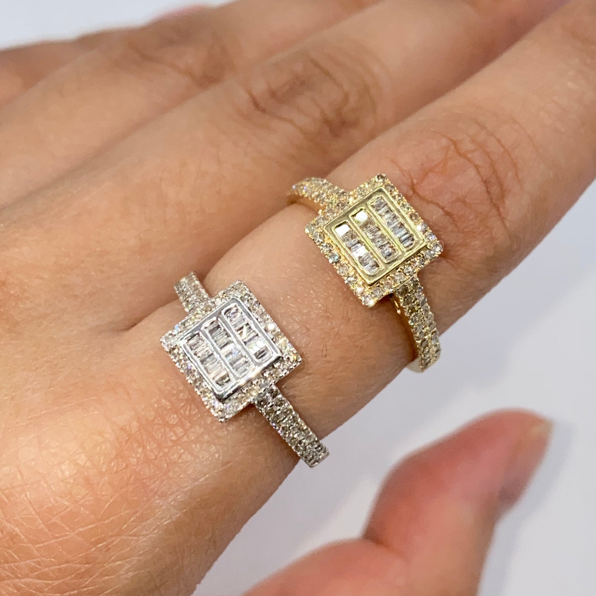14K Gold Square Diamond Baguette Engagement Rings - additional product view 2