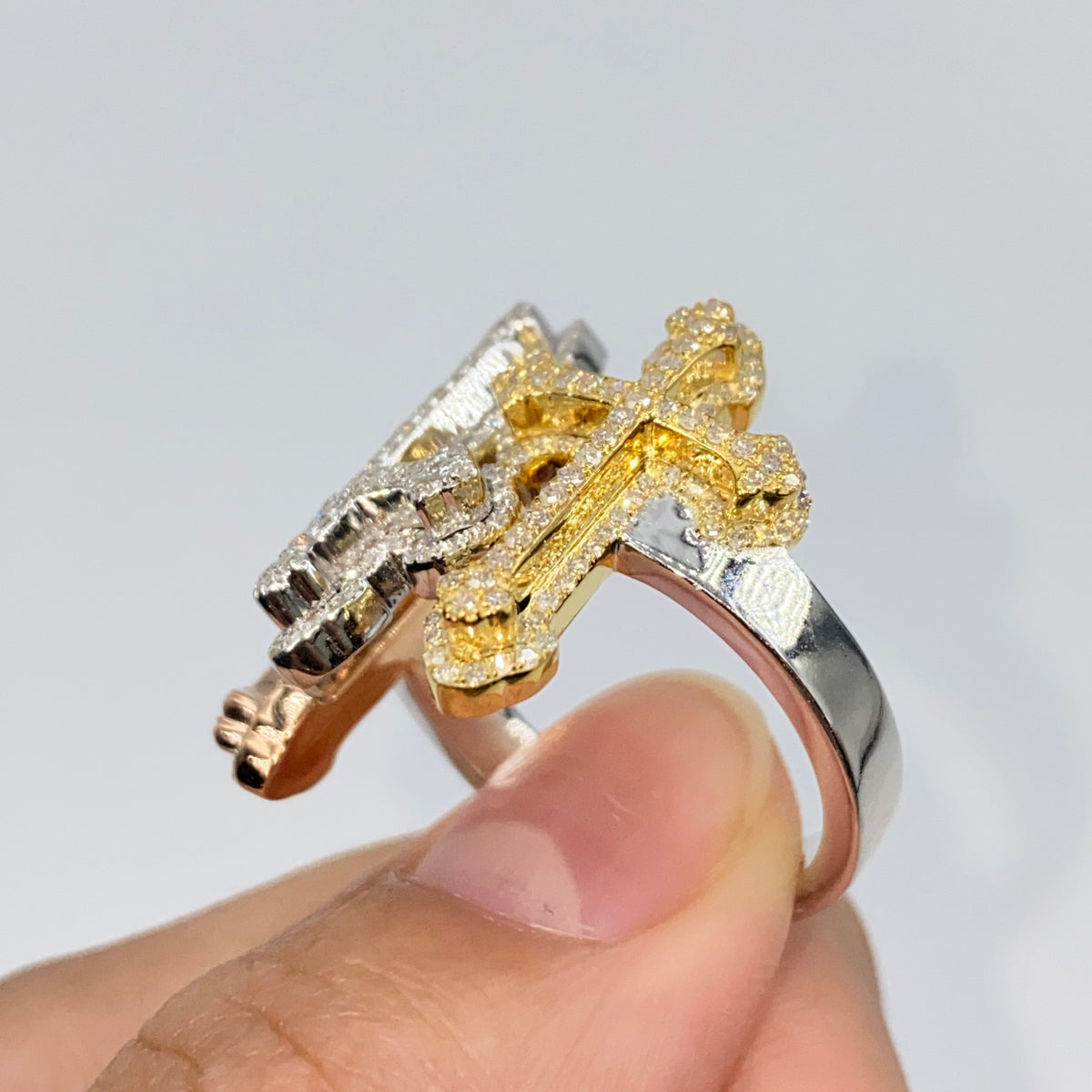 10K Gold Holy Trinity Cross Diamond Ring - additional product view 5