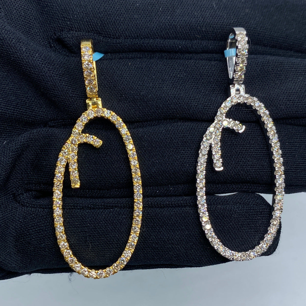 14K Gold Initial O Large Script Diamond Pendant - additional product view 2