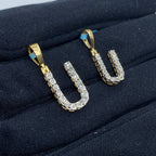 14K Gold Single Stone Initial U Diamond Pendant - additional product view 5