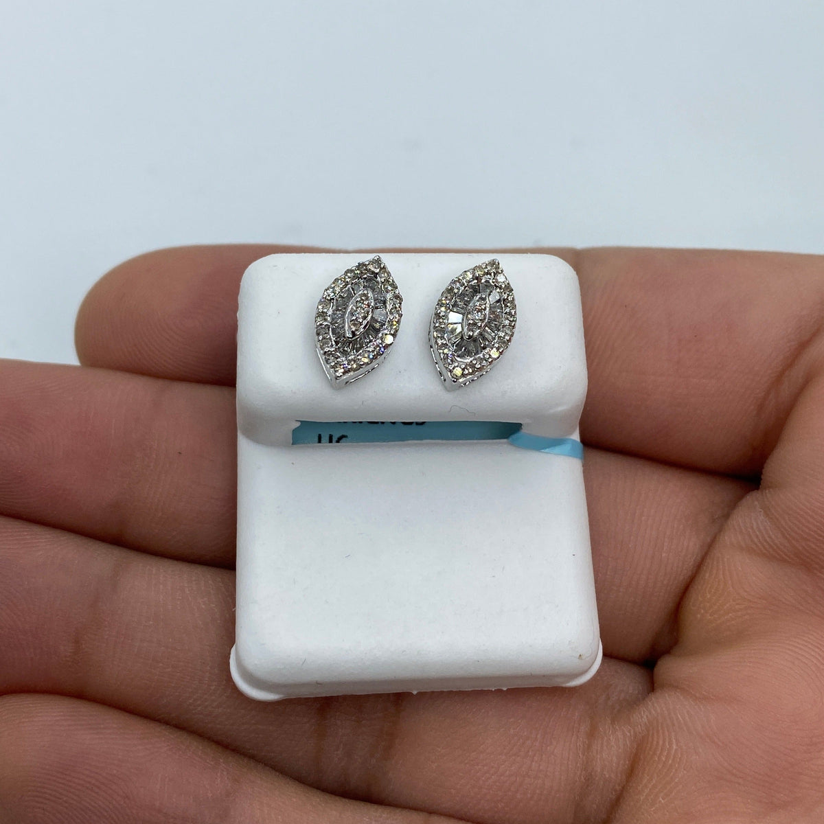 14K Gold Eye Diamond Baguette Earrings - additional product view 3