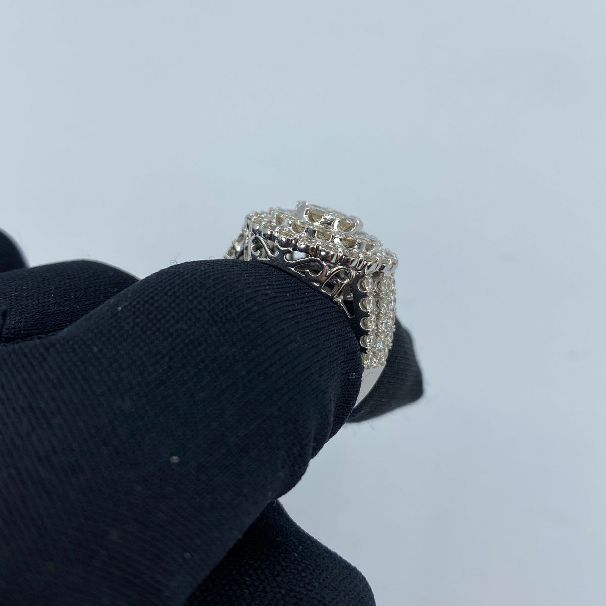 14K Gold Jumbo Stacked Halo Diamond Engagement Ring - additional product view 4