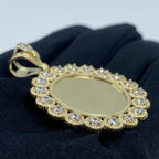 10K Gold Circle Flowers Picture Photo CZ Pendant - additional product view 3
