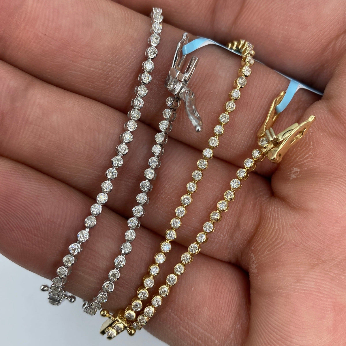 14K Gold 1.6mm Tennis Bezel Diamond Bracelet 7 in - main product photo