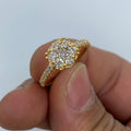 14K Gold Large Flower Diamond Engagement Ring in yellow gold - close-up product photo