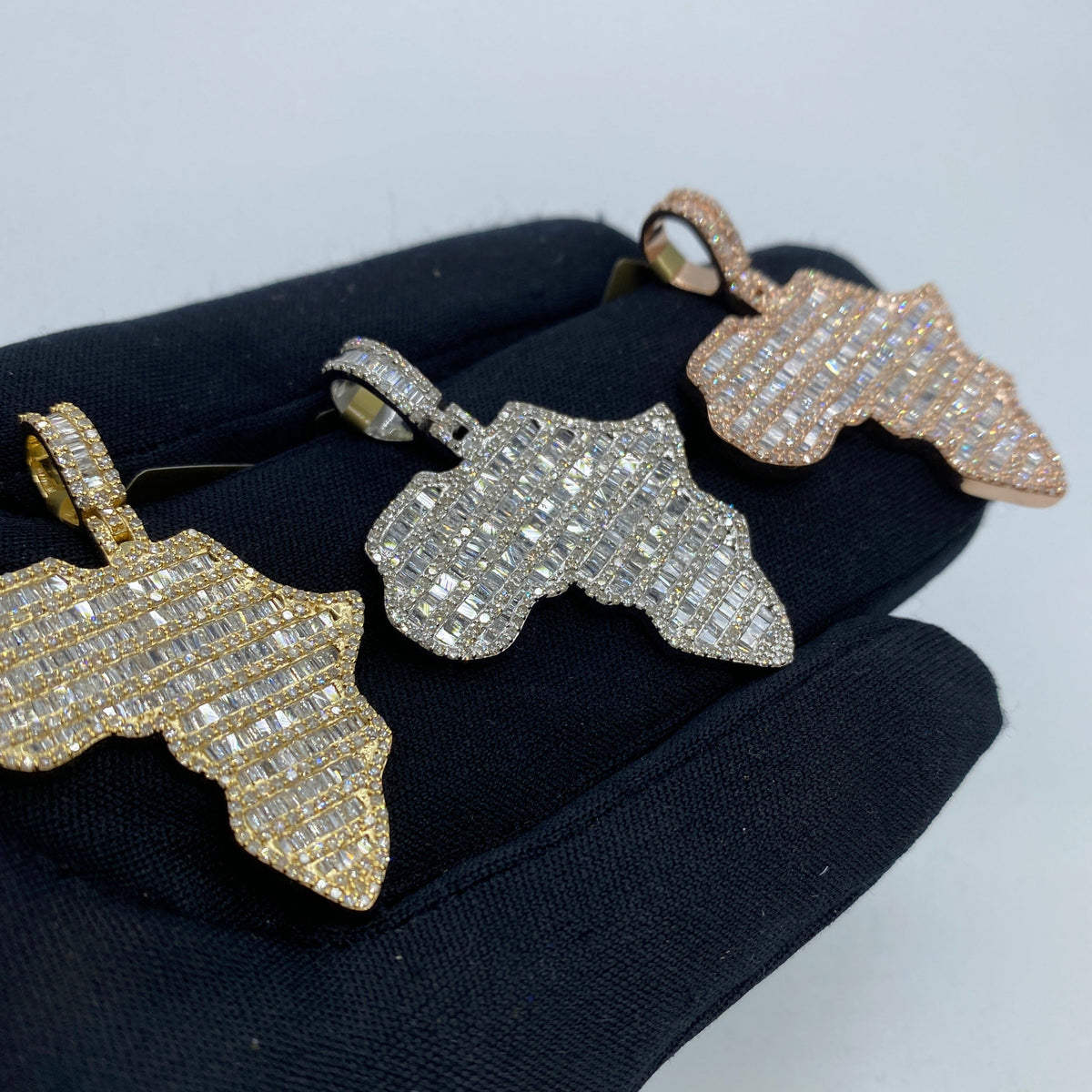 10K Gold Africa Diamond Baguette Pendant - additional product view 7