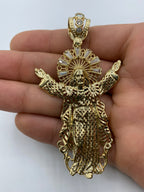 14K Gold Jesus with Halo Pendant 3.25 in - additional product view 6